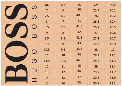 hugo boss shoe size chart